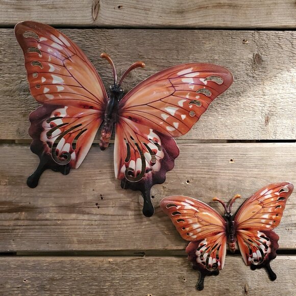 Metal Brown Butterfly Wall Decor Home Decor Set of 2, 10.5" and 6.5" - Picture 4 of 6